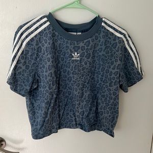 Adidas cropped blue cheetah top